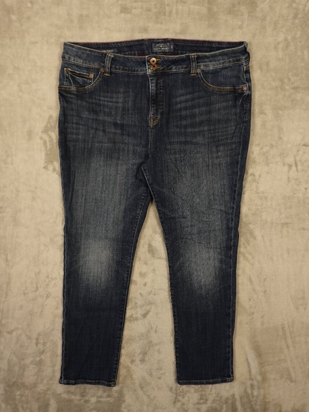 Lucky Brand Emma Straight Jeans Women’s 20W Dark Wash Stretch Denim Plus